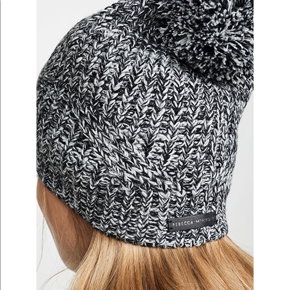 Shopbop Rebecca Minkoff maraled grey ecru beanie Pom Pom hat - Picture 5 of 7
